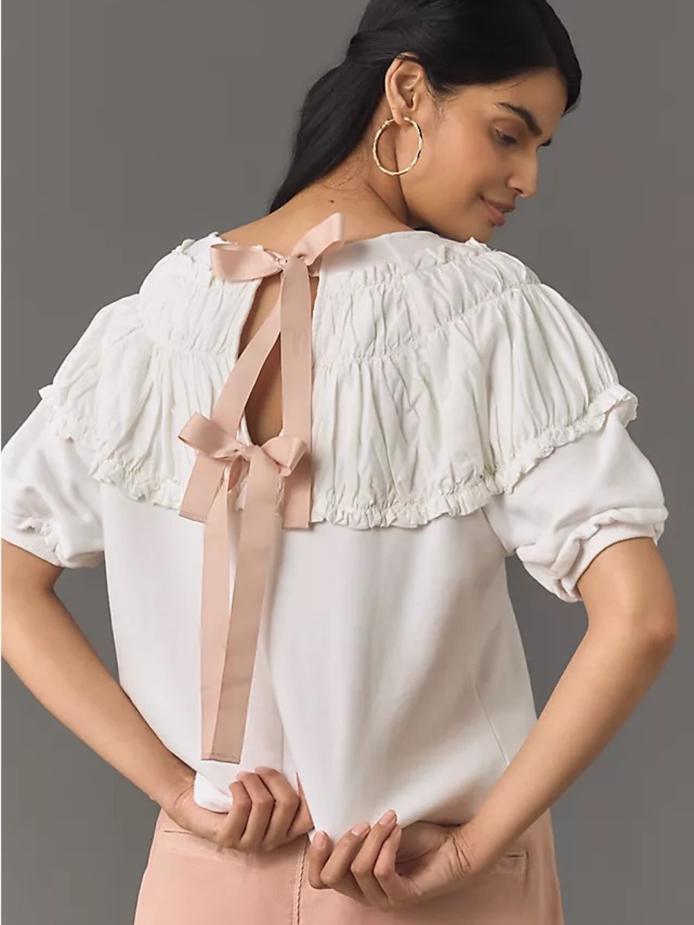 By Anthropologie Tie-Back Ruched Blouse